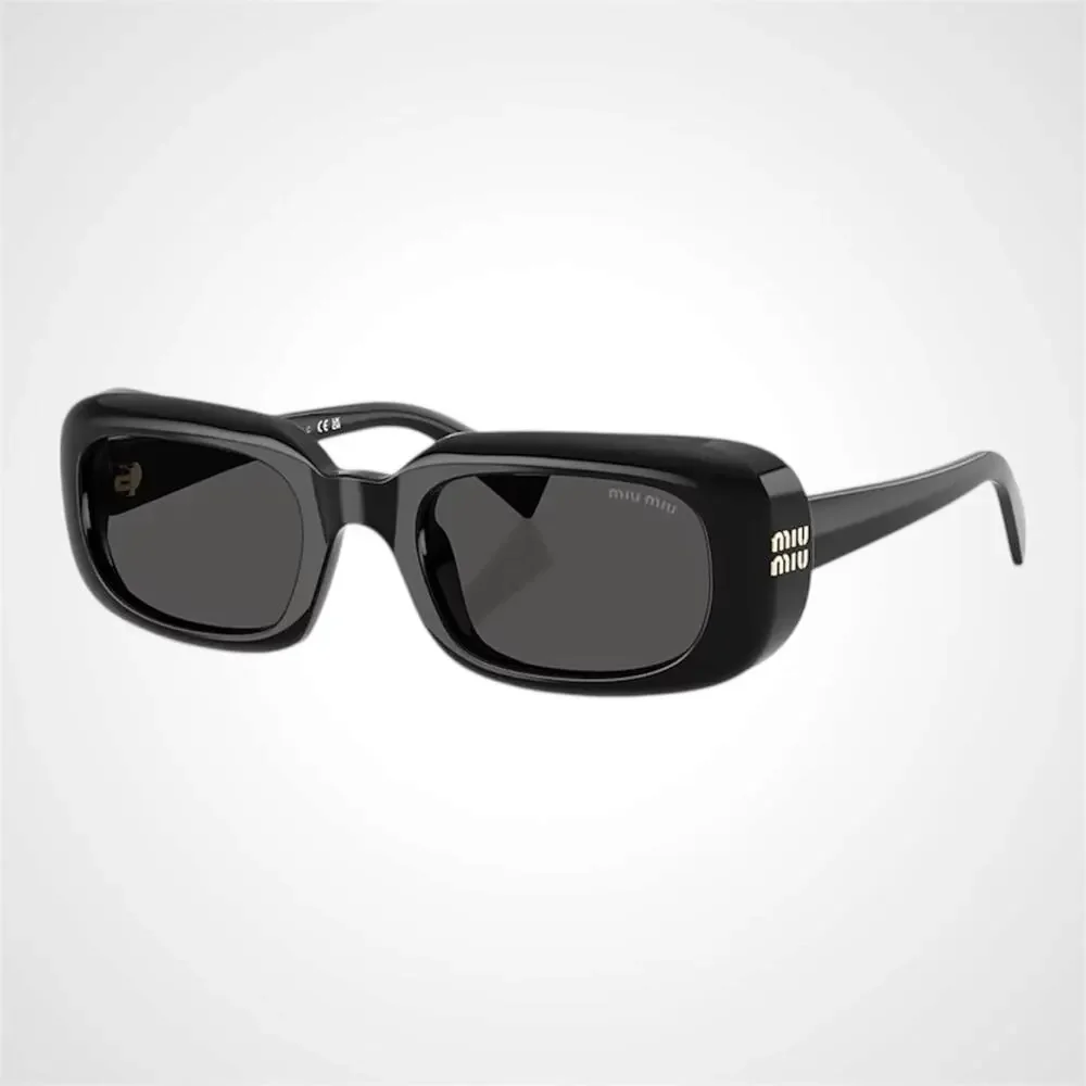 New MIU MIU Sunglasses Black Rectangle Reverie Womens Gray Lens Authentic
